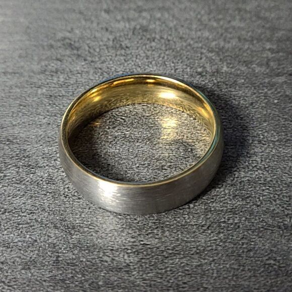 Mens Titanium Gold and Silver Wedding Band Ring - Titanium Wedding Ring For Him - Picture 7 of 7